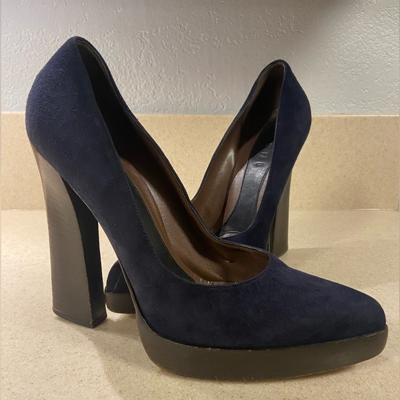Marni Shoes - Marni Blue Suede Platform Heels